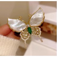 XSB191 - White Opal Butterfly Brooch